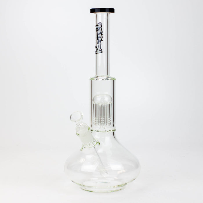 13" KUSH 8 tree-arm round base glass bong [H2]-Black - One Wholesale