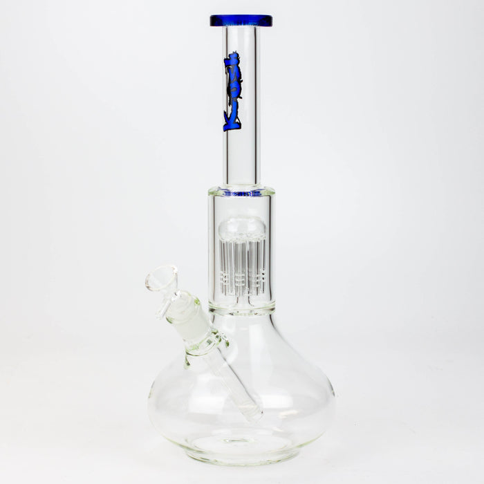 13" KUSH 8 tree-arm round base glass bong [H2]-Blue - One Wholesale