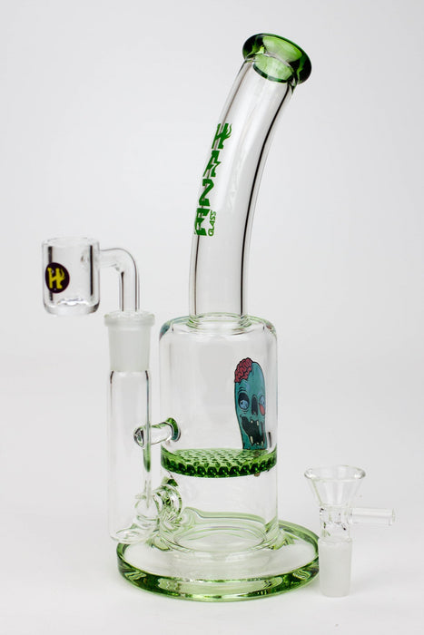 8" HAZE 2-in-1 Honeycomb diffuser Bent neck Dab Rig-Green - One Wholesale