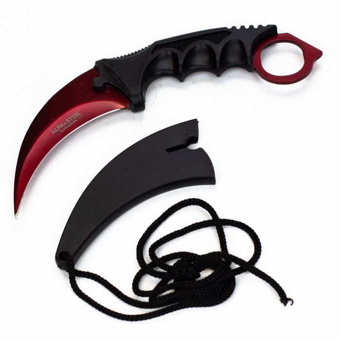 ALPHASTEEL Hunting Knife - Karambit Fixed Blade Knife JJ Distribution Red