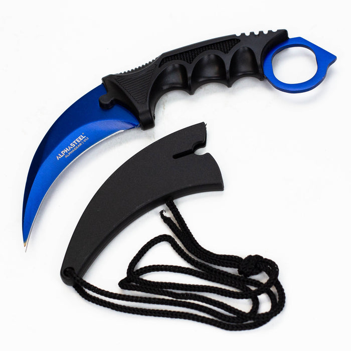ALPHASTEEL Hunting Knife - Karambit Fixed Blade Knife JJ Distribution Blue
