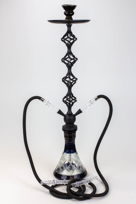 31" 2 hoses Twisted Wrought Metal Hookah [MD2206]-Black - One Wholesale