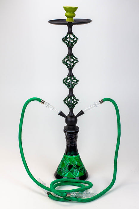 31" 2 hoses Twisted Wrought Metal Hookah [MD2206]-Green - One Wholesale