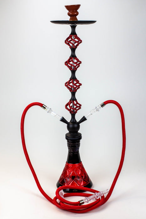31" 2 hoses Twisted Wrought Metal Hookah [MD2206]-Red - One Wholesale