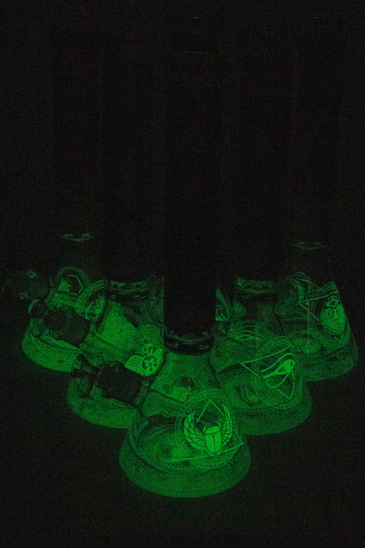 16" Egyptian Hieroglyph / 9 mm / Glow in the dark / Glass Bong [MG22] Glass Bong Canadian Distributor