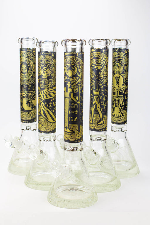 16" Egyptian Hieroglyph / 9 mm / Glow in the dark / Glass Bong [MG22] Glass Bong Canadian Distributor