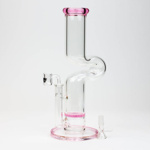 11.5" 2-in-1 7mm Zig-zag glass water bong [AKG003] Glass Bong Canadian Distributor Pink