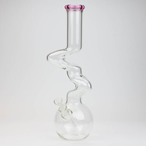 16" Zig-zag glass water bong [AKG004] Glass Bong Canadian Distributor Pink