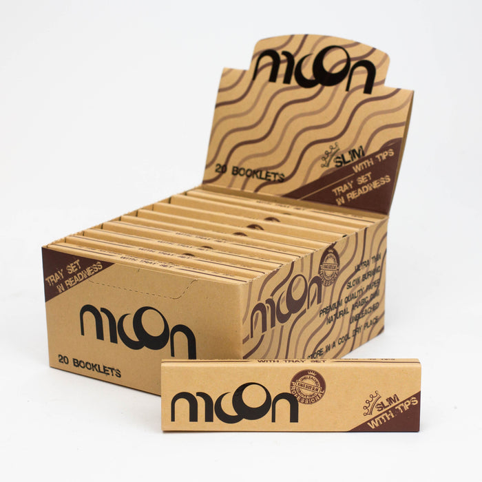 MOON - PREMIER BROWN 1 - 1/4" Size Coast 2 Coast KING SIZE SLIM WITH TIPS + ASH TRAY - 20 packs