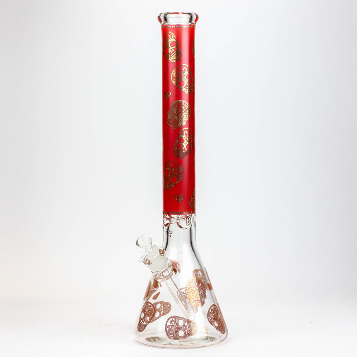 20" Skull Patterned 9 mm glass water bong ( GBT2101 ) Beaker Bong ONE B-Red