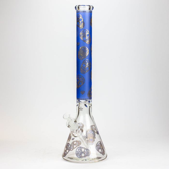 20" Skull Patterned 9 mm glass water bong ( GBT2101 ) Beaker Bong ONE C-Blue