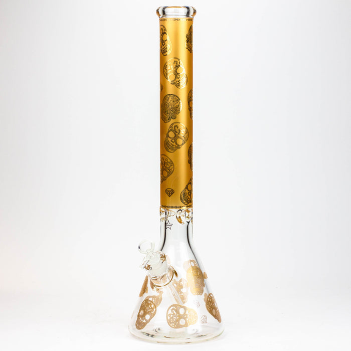 20" Skull Patterned 9 mm glass water bong ( GBT2101 ) Beaker Bong ONE D-Gold