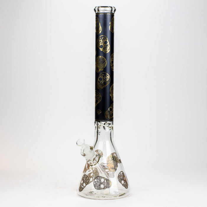 20" Skull Patterned 9 mm glass water bong ( GBT2101 ) Beaker Bong ONE F-Black