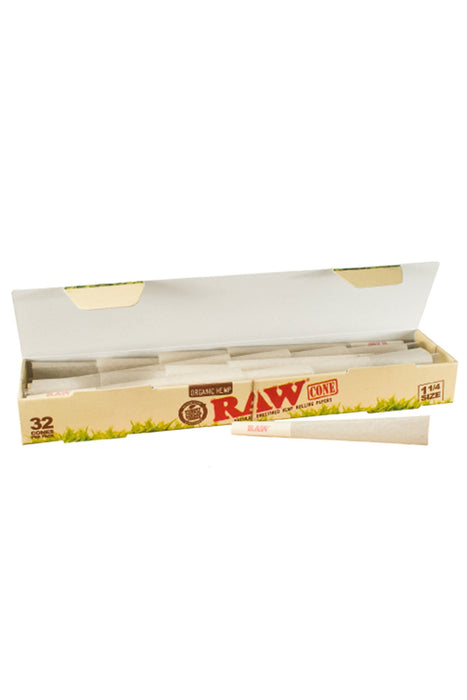 RAW ORGANIC PRE-ROLLED CONE 1¼ – 32/PACK- - One Wholesale