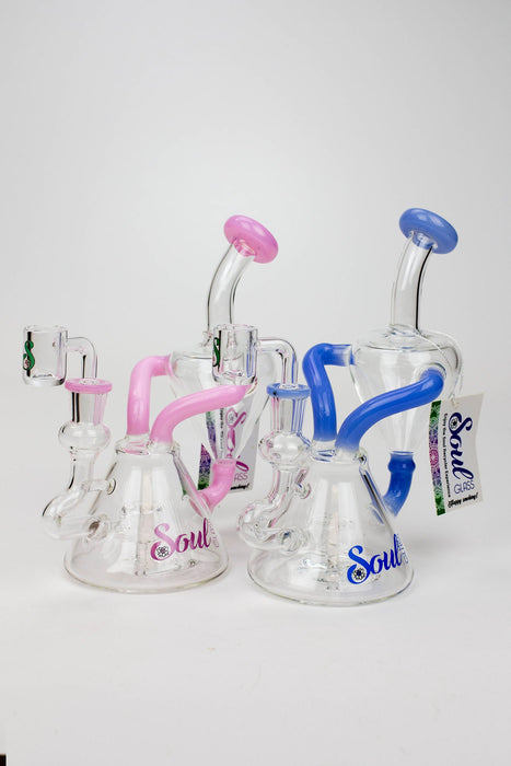 8" SOUL Glass 2-in-1 single chamber recycler bong- - One Wholesale