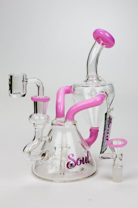 8" SOUL Glass 2-in-1 single chamber recycler bong-Pink - One Wholesale