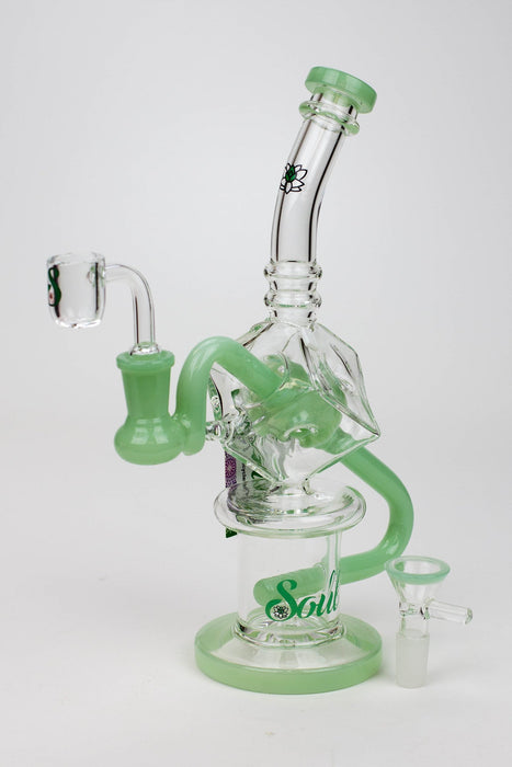9" SOUL Glass 2-in-1 cube recycler bong-Green - One Wholesale