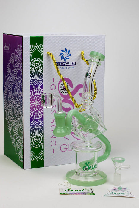 9" SOUL Glass 2-in-1 cube recycler bong- - One Wholesale