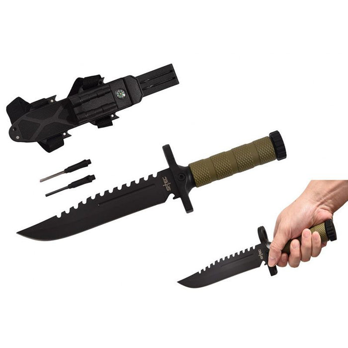 12.75" Tactical Knife with ABS Sheath and Accessories [T22188GN-2]