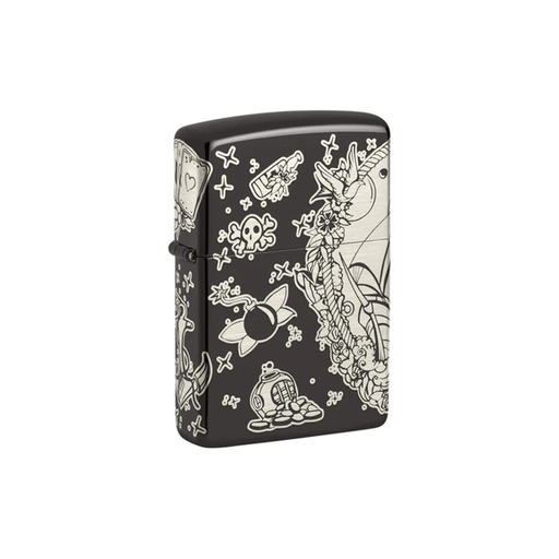 Zippo 48398 Pirates Treasure / Tattoo Theme Design Zippo Lighter ONE